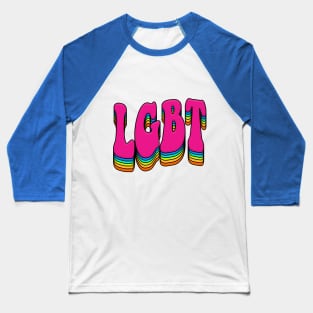 LGBT 70s Retro Style Rainbow Font Design Baseball T-Shirt